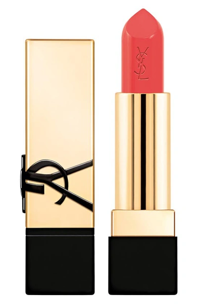 Saint Laurent Rouge Pur Couture Caring Satin Lipstick With Ceramides In Transgressive Coral