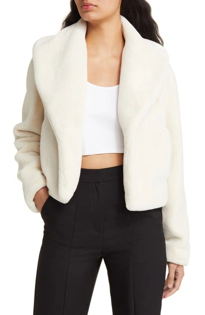 Blanknyc Shawl Collar Faux Fur Jacket In White