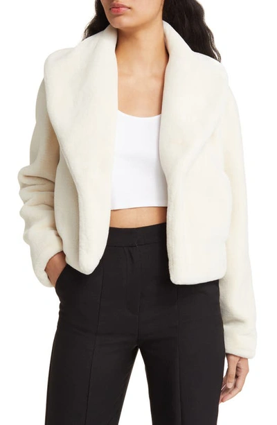 Blanknyc Shawl Collar Faux Fur Jacket In Snow Queen