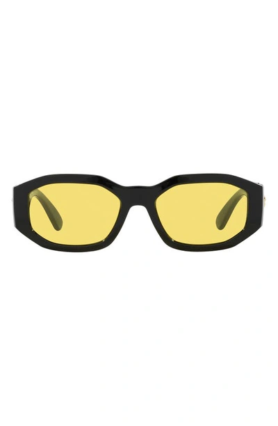 Versace Biggie 53mm Round Sunglasses In Black Yellow