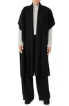 Eileen Fisher Oversize Boiled Wool Poncho In Black
