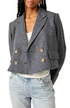 Free People Heritage Double Breasted Crop Blazer In Blue Combo