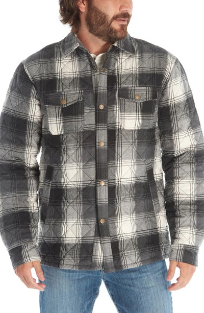 Px Quilted Plaid Snap Front Flannel Shirt In Black