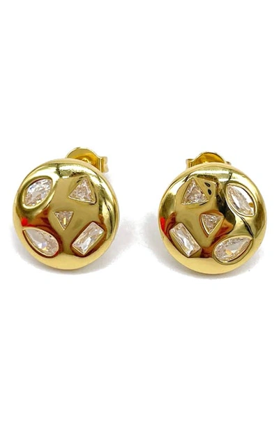 Adornia Cubic Zirconia Button Stud Earrings In Gold