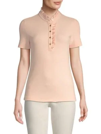 Tory Burch Emily Ruffled Polo Tee In Ballet Pink