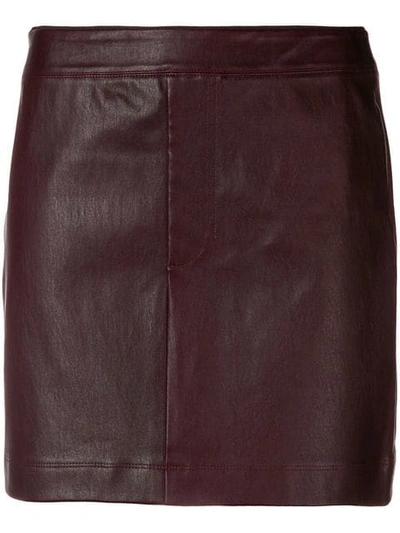 Helmut Lang Stretch Leather Mini Skirt In Wine