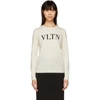 Valentino Vltn Crewneck Long-sleeve Wool-cashmere Sweater In White
