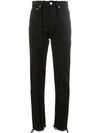 Rokh Slim Straight-leg Cutoff Jeans In Black