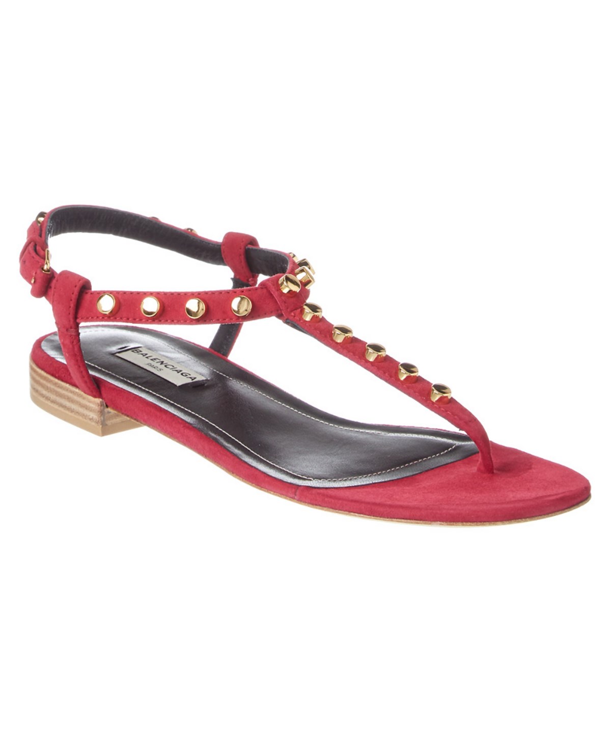 Balenciaga Classic T Strap Studded Suede Sandal' In Multi | ModeSens