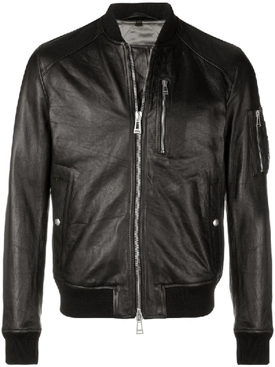 Belstaff Clenshaw Leather Bomber Jacket In Black