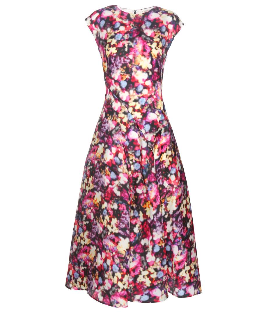Nina Ricci Printed Silk Dress In Imprime Fleurs | ModeSens