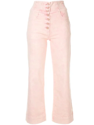 Ulla Johnson Ellis Crop Flare Jeans In Pink