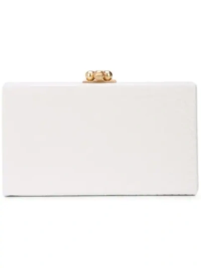 Edie Parker Jean Box Croc Clutch In White