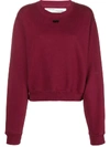 Off-white Arrow Flocked Cotton Sweatshirt In Bordeaux