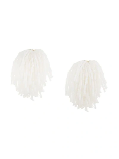 Vanda Jacintho Bead-embellished Clip Earrings In White