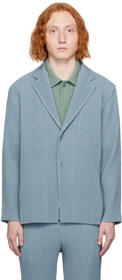 Issey Miyake Blue Kersey Pleats Blazer