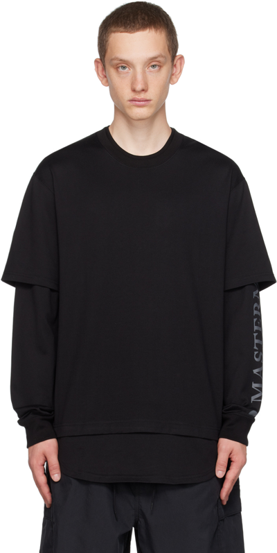 Mastermind Japan Black Layered Long Sleeve T-shirt In Black X Black