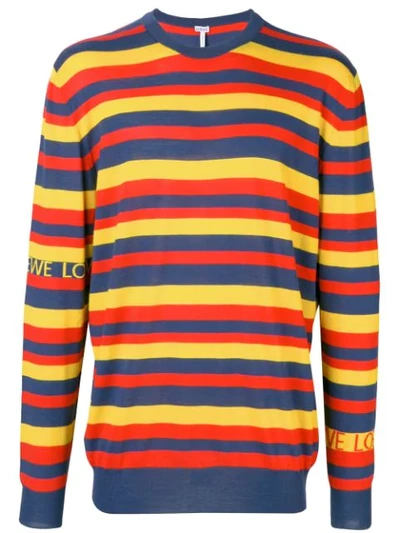 Loewe Logo-intarsia Striped Sweater In Orange Multi