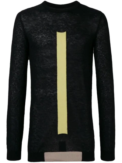Rick Owens Crew Neck Sweater In Black Lime