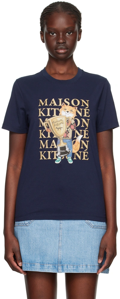 Maison Kitsuné Fox Champion 棉t恤 In Blue