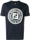 Fendi Slim Rubber Logo Patch Jersey T-shirt In Blue