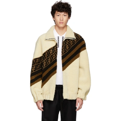 Fendi Reversible Sheepskin Jacket In Off White