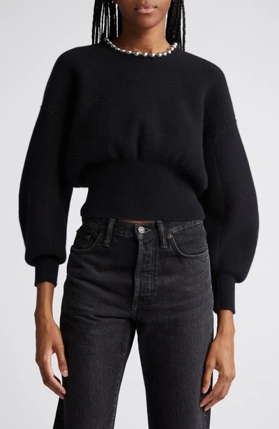 Alexander Wang Ball Chain Detail Wool Blend Sweater In Black