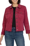 Kut From The Kloth Kara Fray Hem Cotton Blend Trucker Jacket In Bordeaux