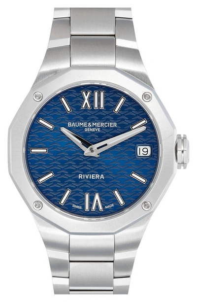 Baume & Mercier Riviera Bracelet Watch, 33mm In Lacquered Blue