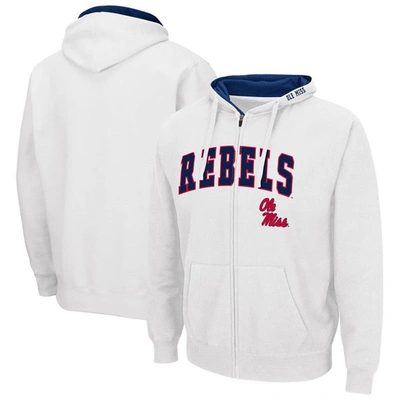 Colosseum White Ole Miss Rebels Arch & Logo 3.0 Full-zip Hoodie