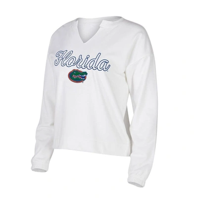 Concepts Sport Women's  White Florida Gators Siennaâ Notch Neck Long Sleeve T-shirt