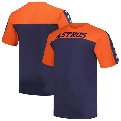 Profile Orange/navy Houston Astros Big & Tall Yoke Knit T-shirt