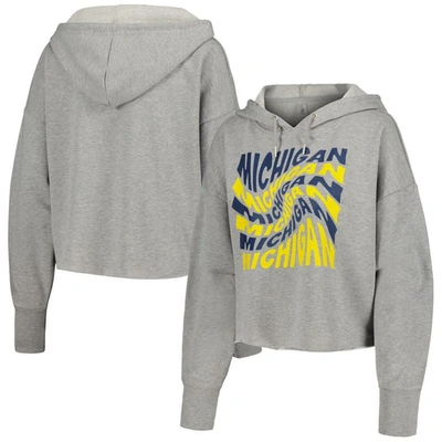 Zoozatz Grey Michigan Wolverines Swirl Cropped Pullover Hoodie