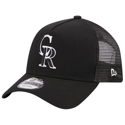 New Era Black Colorado Rockies A-frame 9forty Trucker Adjustable Hat
