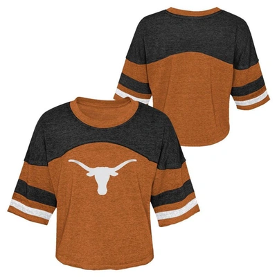 Outerstuff Kids' Girls Youth Burnt Orange Texas Longhorns Sunday Friday Sleeve Stripe Jersey T-shirt