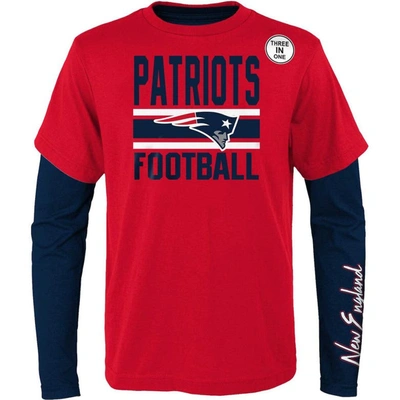 Outerstuff Kids' Big Boys Red, Navy New England Patriots Fan Fave T-shirt Combo Set In Red,navy