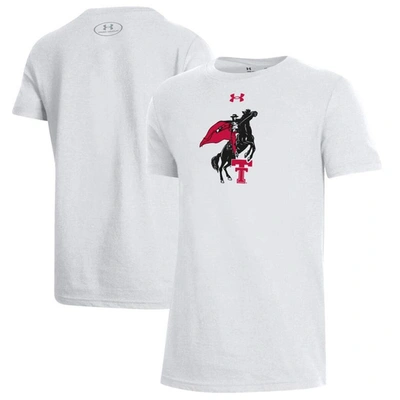 Under Armour Kids' Youth   White Texas Tech Red Raiders Throwback Performance Cotton T-shirt