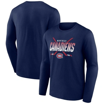 Fanatics Branded Navy Montreal Canadiens Covert Long Sleeve T-shirt In Ath Navy