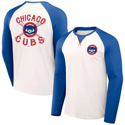 Darius Rucker Collection By Fanatics White/royal Chicago Cubs Team Color Raglan T-shirt
