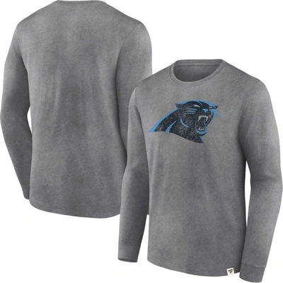 Fanatics Branded  Heather Charcoal Carolina Panthers Washed Primary Long Sleeve T-shirt