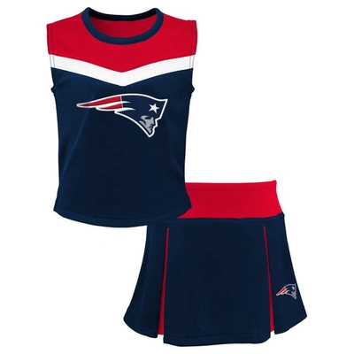 Outerstuff Kids' Girls Youth Navy New England Patriots Spirit Two-piece Cheerleader Set