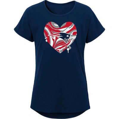 Outerstuff Kids' Girls Youth Navy New England Patriots Drip Heart Dolman T-shirt
