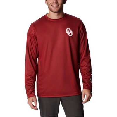 Columbia Crimson Oklahoma Sooners Terminal Tackle Omni-shade Raglan Long Sleeve T-shirt
