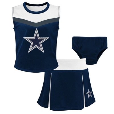 Outerstuff Kids' Girls Preschool Navy Dallas Cowboys Spirit Cheerleader Two-piece Set With Bloomers