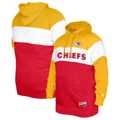 New Era Men's  Red Kansas City Chiefs Big And Tall Current Colorblock Pullover Hoodie