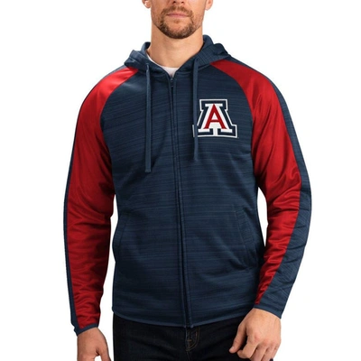 G-iii Sports By Carl Banks Navy Arizona Wildcats Neutral Zone Raglan Full-zip Track Jacket Hoodie