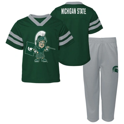Outerstuff Babies' Toddler Boys And Girls Green Michigan State Spartans Two-piece Red Zone Jersey And Pants Set