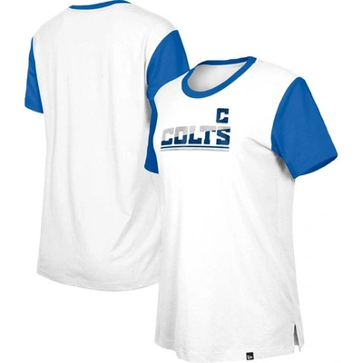 New Era White/royal Indianapolis Colts Third Down Colorblock T-shirt
