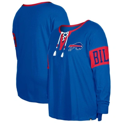 New Era Royal Buffalo Bills Plus Size Lace-up Notch Neck Long Sleeve T-shirt