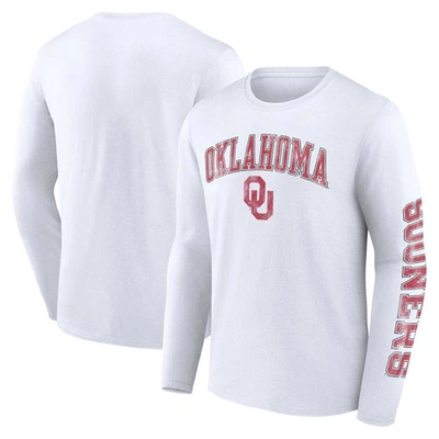 Fanatics Branded White Oklahoma Sooners Distressed Arch Over Logo Long Sleeve T-shirt